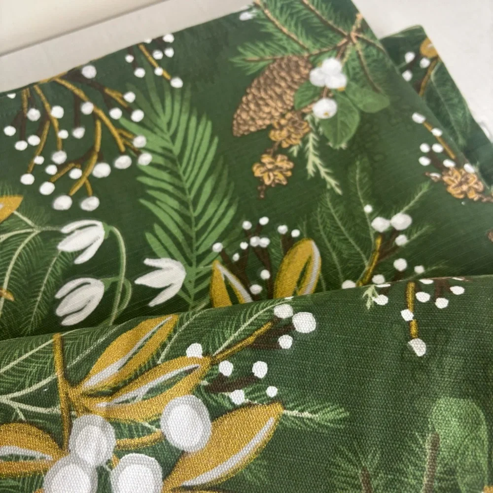 Ralph Lauren Xmas look fabric shower curtain_moody green pine botanical print